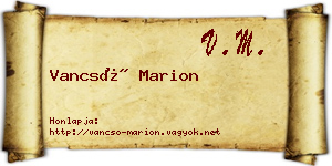 Vancsó Marion névjegykártya